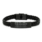 Stepsister Gifts, To My Stepsister Remember, you will never lose. You will either WIN or LEARN, Keepsake Braided Leather Bracelet For Stepsister Engraved, Birthday Christmas Gifts Ideas For Stepsister X-mas Gifts