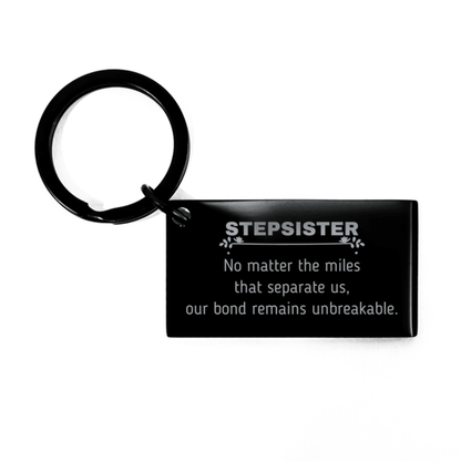 Stepsister Long Distance Relationship Gifts, No matter the miles that separate us, Cute Love Keychain For Stepsister, Birthday Christmas Unique Gifts For Stepsister - Mallard Moon Gift Shop