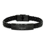 Stepson Braided Leather Engraved Bracelet - Always Follow your Dreams - Birthday, Christmas Holiday Jewelry Gift