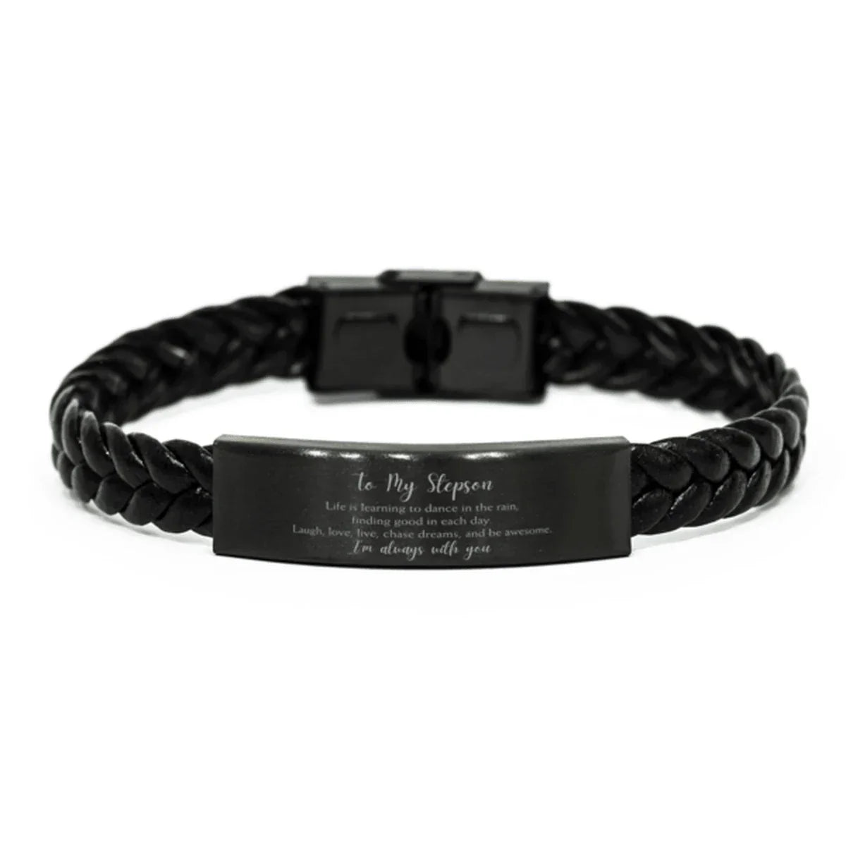 Stepson Braided Leather Bracelet Life is Learning to Dance in the Rain - Birthday, Christmas Holiday Gifts