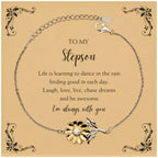Stepson Sunflower Bracelet - Life is Learning to Dance in the Rain Birthday, Christmas Holiday Gifts