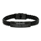 Stepson Long Distance Relationship Gifts, No matter the miles that separate us, Cute Love Braided Leather Bracelet For Stepson, Birthday Christmas Unique Gifts For Stepson