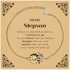 Stepson Sunflower Bracelet Gifts, To My Stepson You are braver than you believe, stronger than you seem, Inspirational Gifts For Stepson Card, Birthday, Christmas Gifts For Stepson Men Women