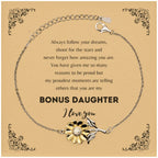 Sunflower Bracelet for Bonus Daughter Present, Bonus Daughter Always follow your dreams, never forget how amazing you are, Bonus Daughter Birthday Christmas Gifts Jewelry for Girls Boys Teen Men Women
