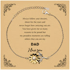 Sunflower Bracelet for Dad Present, Dad Always follow your dreams, never forget how amazing you are, Dad Birthday Christmas Gifts Jewelry for Girls Boys Teen Men Women