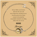 Sunflower Bracelet for Gigi Present, Gigi Always follow your dreams, never forget how amazing you are, Gigi Birthday Christmas Gifts Jewelry for Girls Boys Teen Men Women