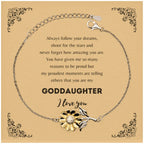 Sunflower Bracelet for Goddaughter Present, Goddaughter Always follow your dreams, never forget how amazing you are, Goddaughter Birthday Christmas Gifts Jewelry for Girls Boys Teen Men Women