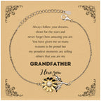 Sunflower Bracelet for Grandfather Present, Grandfather Always follow your dreams, never forget how amazing you are, Grandfather Birthday Christmas Gifts Jewelry for Girls Boys Teen Men Women