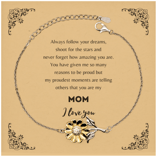 Sunflower Bracelet for Mom Present, Mom Always follow your dreams, never forget how amazing you are, Mom Birthday Christmas Gifts Jewelry for Girls Boys Teen Men Women - Mallard Moon Gift Shop
