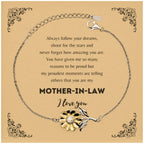 Sunflower Bracelet for Mother-In-Law Present, Mother-In-Law Always follow your dreams, never forget how amazing you are, Mother-In-Law Birthday Christmas Gifts Jewelry for Girls Boys Teen Men Women