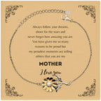 Sunflower Bracelet for Mother Present, Mother Always follow your dreams, never forget how amazing you are, Mother Birthday Christmas Gifts Jewelry for Girls Boys Teen Men Women