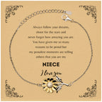 Sunflower Bracelet for Niece Present, Niece Always follow your dreams, never forget how amazing you are, Niece Birthday Christmas Gifts Jewelry for Girls Boys Teen Men Women