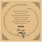 Sunflower Bracelet for Papa Present, Papa Always follow your dreams, never forget how amazing you are, Papa Birthday Christmas Gifts Jewelry for Girls Boys Teen Men Women