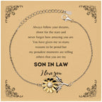 Sunflower Bracelet for Son In Law Present, Son In Law Always follow your dreams, never forget how amazing you are, Son In Law Birthday Christmas Gifts Jewelry for Girls Boys Teen Men Women
