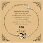 Sunflower Bracelet for Son Present, Son Always follow your dreams, never forget how amazing you are, Son Birthday Christmas Gifts Jewelry for Girls Boys Teen Men Women