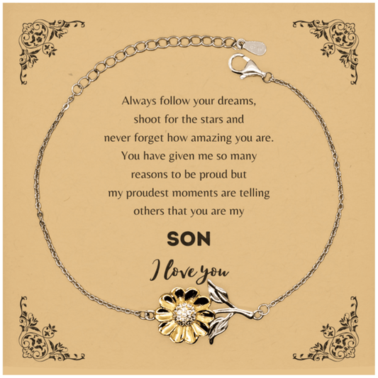 Sunflower Bracelet for Son Present, Son Always follow your dreams, never forget how amazing you are, Son Birthday Christmas Gifts Jewelry for Girls Boys Teen Men Women - Mallard Moon Gift Shop