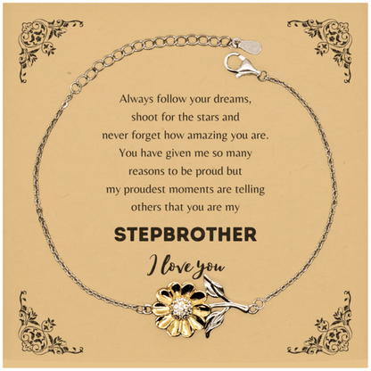 Sunflower Bracelet for Stepbrother Present, Stepbrother Always follow your dreams, never forget how amazing you are, Stepbrother Birthday Christmas Gifts Jewelry for Girls Boys Teen Men Women - Mallard Moon Gift Shop