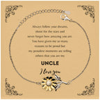 Sunflower Bracelet for Uncle Present, Uncle Always follow your dreams, never forget how amazing you are, Uncle Birthday Christmas Gifts Jewelry for Girls Boys Teen Men Women