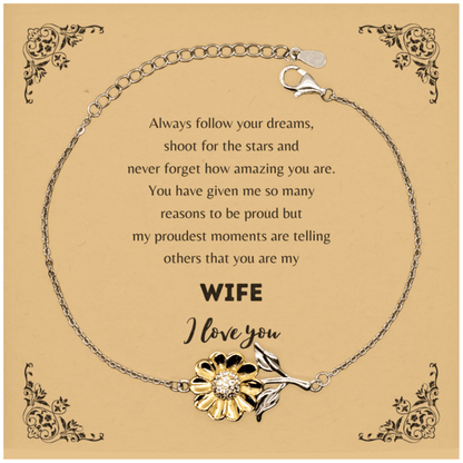 Sunflower Bracelet for Wife Present, Wife Always follow your dreams, never forget how amazing you are, Wife Birthday Christmas Gifts Jewelry for Girls Boys Teen Men Women - Mallard Moon Gift Shop