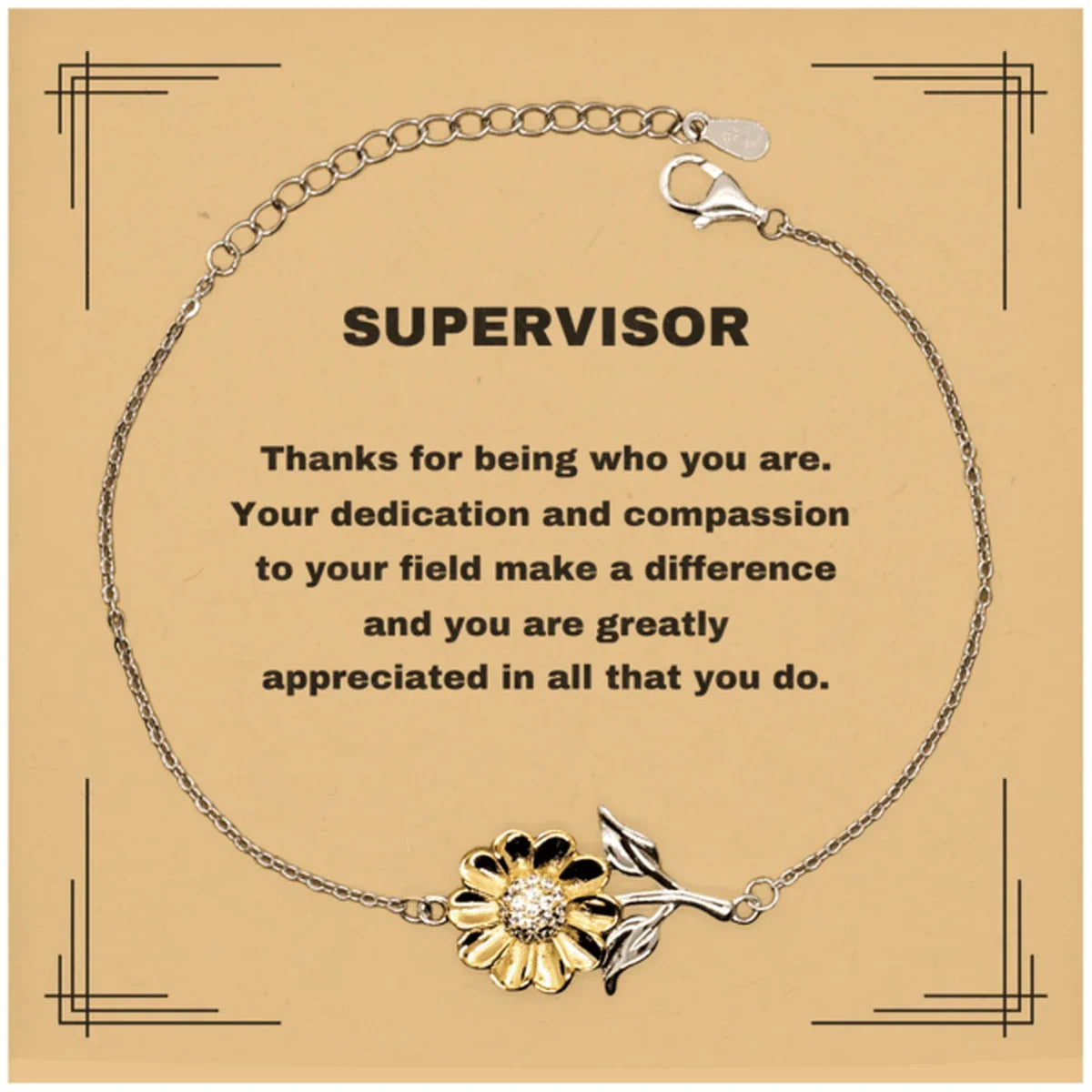 SupervisorSunflower Bracelet - Thanks for being who you are - Birthday Christmas Jewelry Gifts Coworkers Colleague Boss