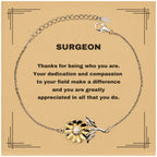 SurgeonSunflower Bracelet - Thanks for being who you are - Birthday Christmas Jewelry Gifts Coworkers Colleague Boss