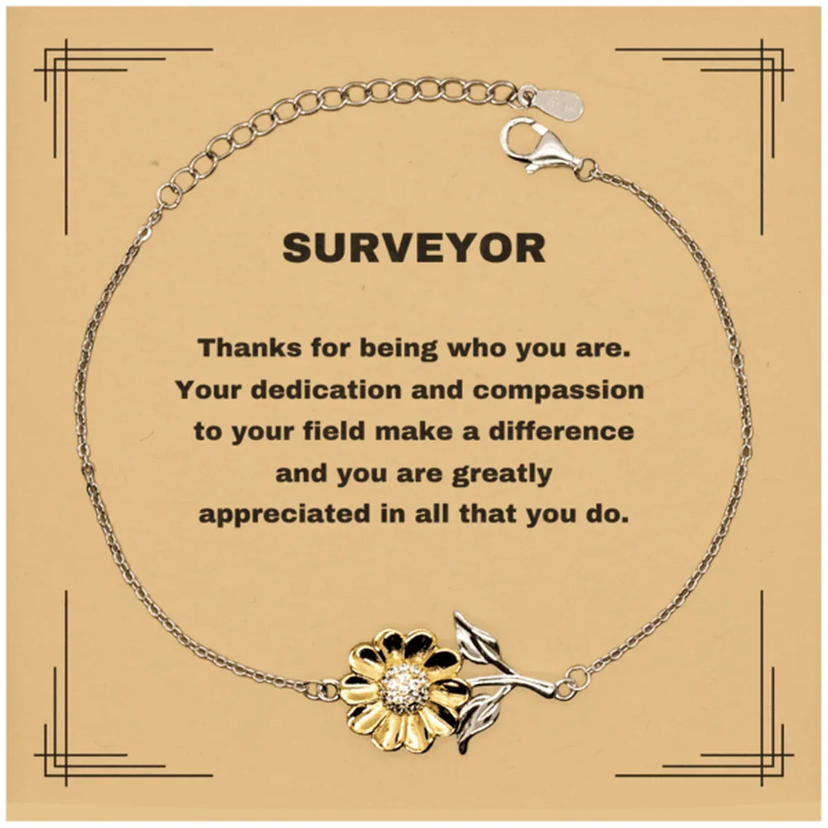 SurveyorSunflower Bracelet - Thanks for being who you are - Birthday Christmas Jewelry Gifts Coworkers Colleague Boss