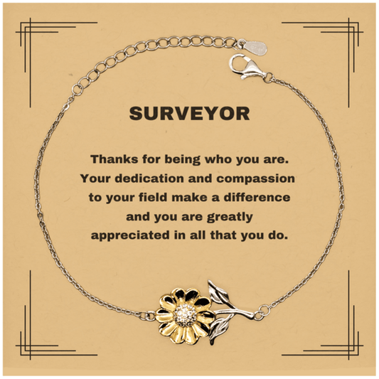 SurveyorSunflower Bracelet - Thanks for being who you are - Birthday Christmas Jewelry Gifts Coworkers Colleague Boss - Mallard Moon Gift Shop