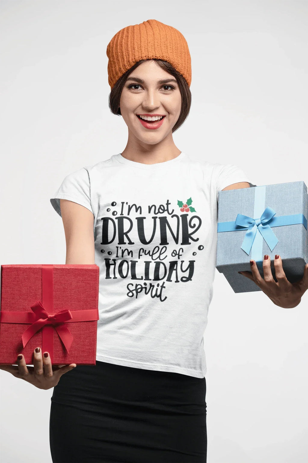Holiday Spirit Tee Shirt - I'm not drunk I'm full of Holiday Spirit