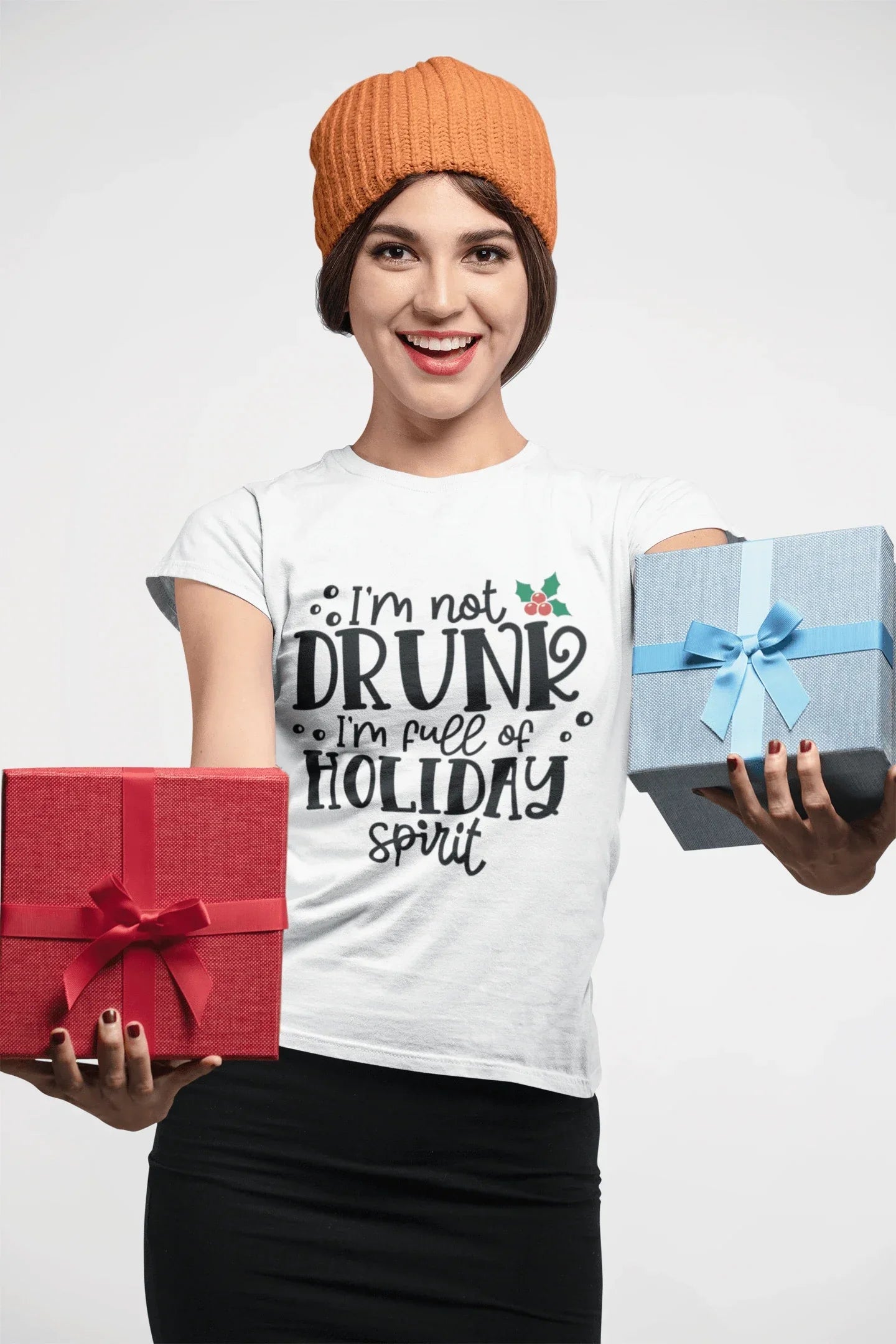 Holiday Spirit Tee Shirt - I'm not drunk I'm full of Holiday Spirit