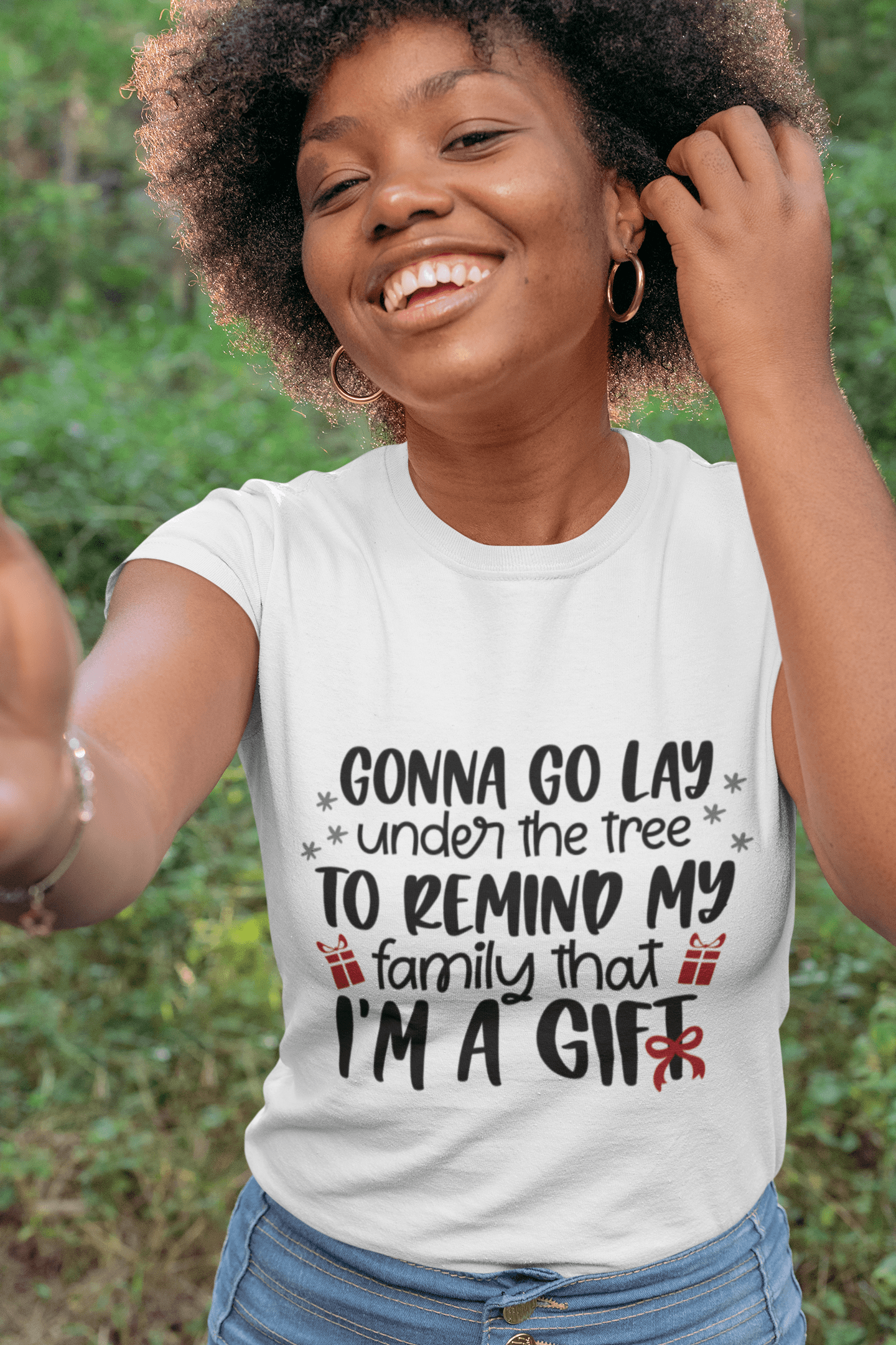 Funny Christmas Tee Shirt -Gonna lay under the tree - Mallard Moon Gift Shop