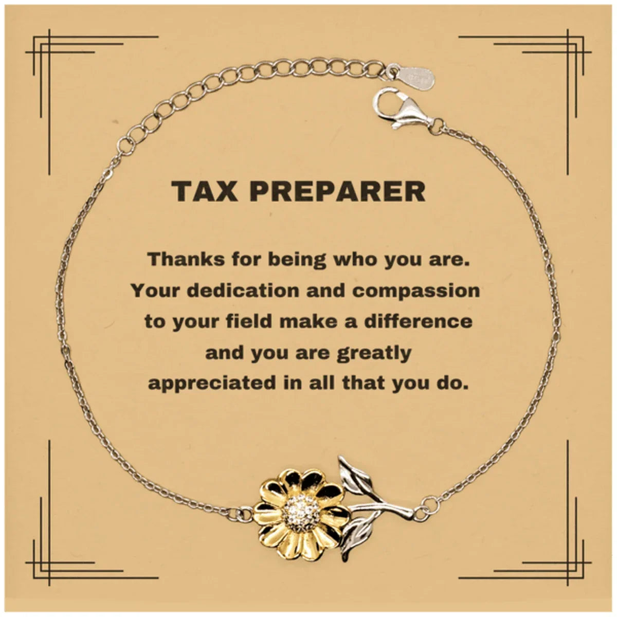 Tax PreparerSunflower Bracelet - Thanks for being who you are - Birthday Christmas Jewelry Gifts Coworkers Colleague Boss