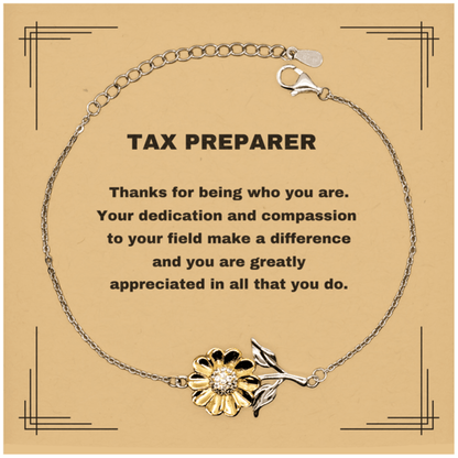 Tax PreparerSunflower Bracelet - Thanks for being who you are - Birthday Christmas Jewelry Gifts Coworkers Colleague Boss - Mallard Moon Gift Shop