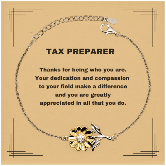 Tax PreparerSunflower Bracelet - Thanks for being who you are - Birthday Christmas Jewelry Gifts Coworkers Colleague Boss - Mallard Moon Gift Shop