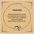 TeacherSunflower Bracelet - Thanks for being who you are - Birthday Christmas Jewelry Gifts Coworkers Colleague Boss