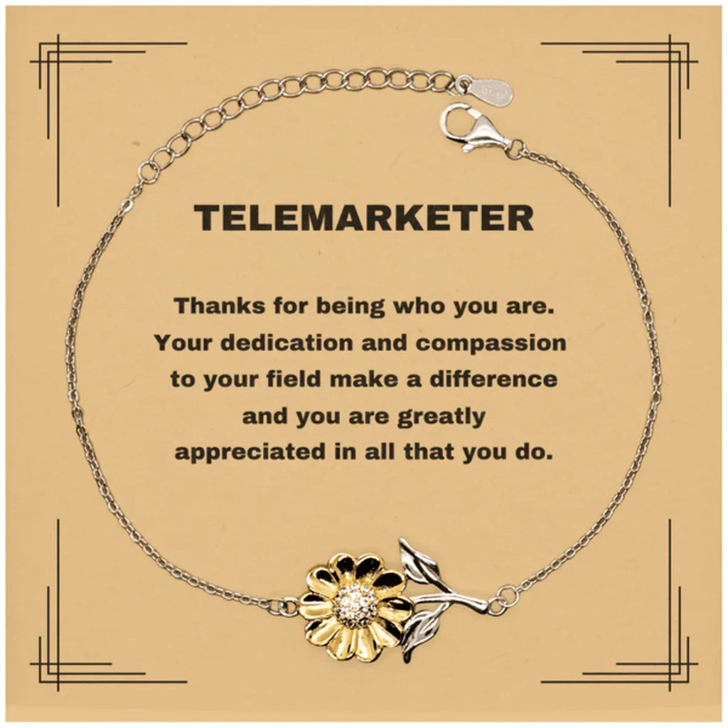 TelemarketerSunflower Bracelet - Thanks for being who you are - Birthday Christmas Jewelry Gifts Coworkers Colleague Boss