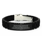 Telephone Operator Black Glidelock Clasp Engraved Bracelet - Thanks for being who you are - Birthday Christmas Jewelry Gifts Coworkers Colleague Boss