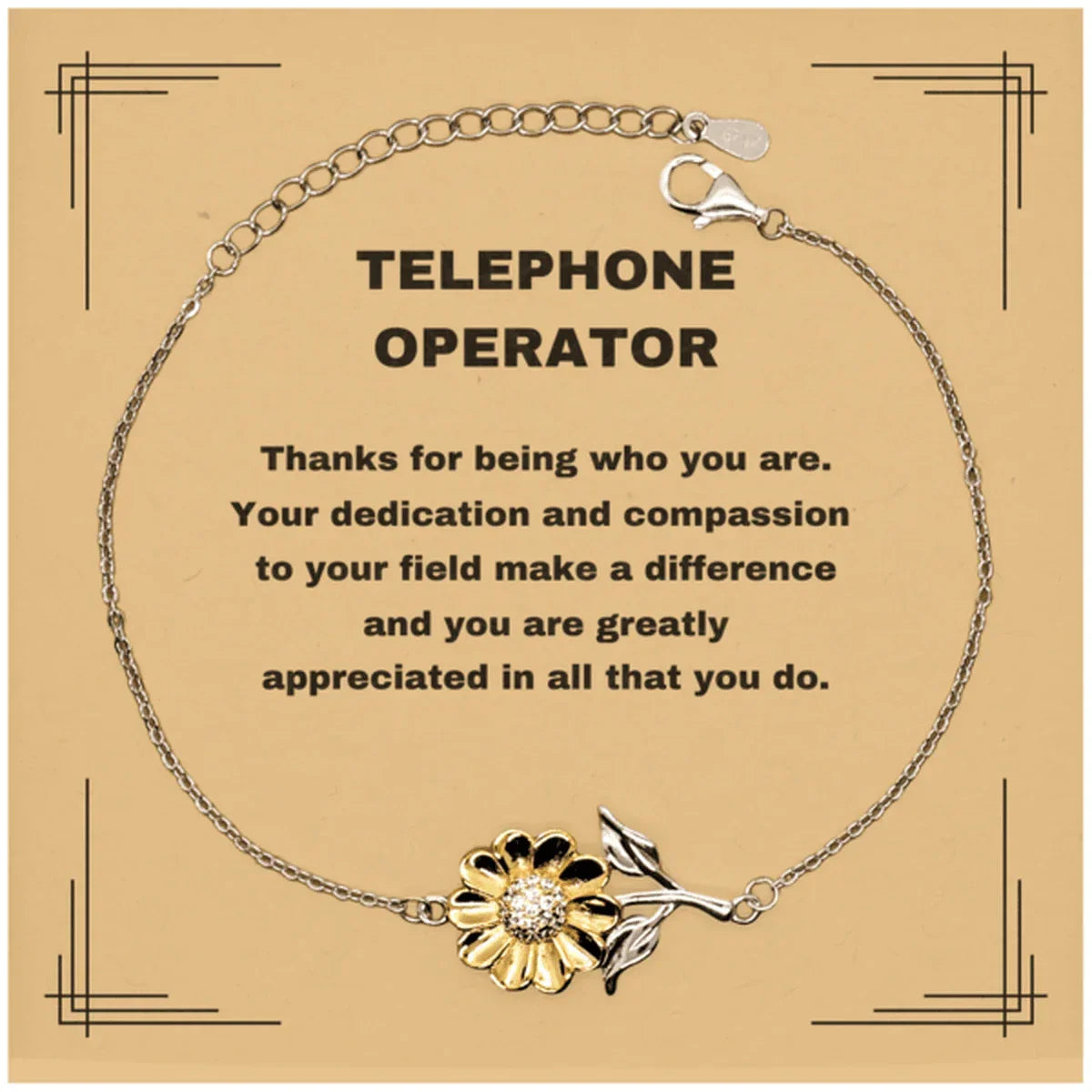 Telephone OperatorSunflower Bracelet - Thanks for being who you are - Birthday Christmas Jewelry Gifts Coworkers Colleague Boss