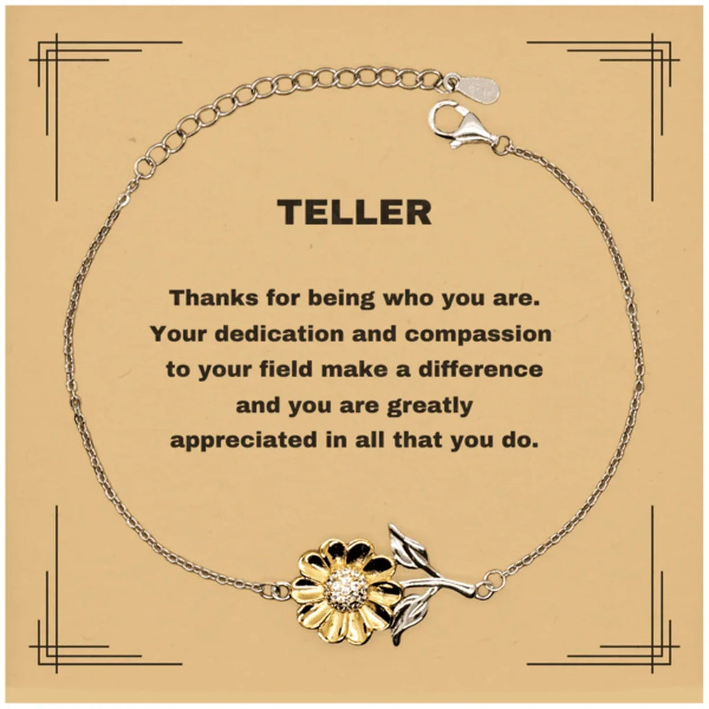 TellerSunflower Bracelet - Thanks for being who you are - Birthday Christmas Jewelry Gifts Coworkers Colleague Boss