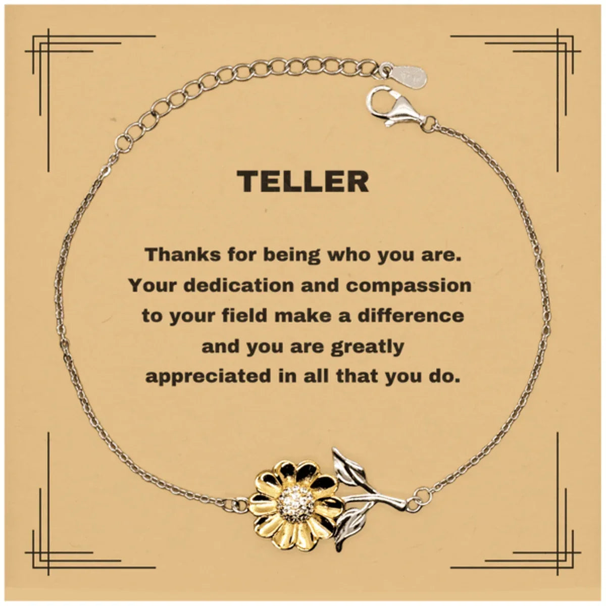 TellerSunflower Bracelet - Thanks for being who you are - Birthday Christmas Jewelry Gifts Coworkers Colleague Boss