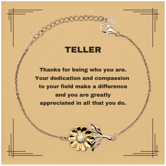 TellerSunflower Bracelet - Thanks for being who you are - Birthday Christmas Jewelry Gifts Coworkers Colleague Boss - Mallard Moon Gift Shop