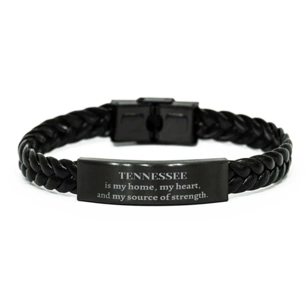 Tennessee is my home Gifts, Lovely Tennessee Birthday Christmas Braided Leather Bracelet For People from Tennessee, Men, Women, Friends