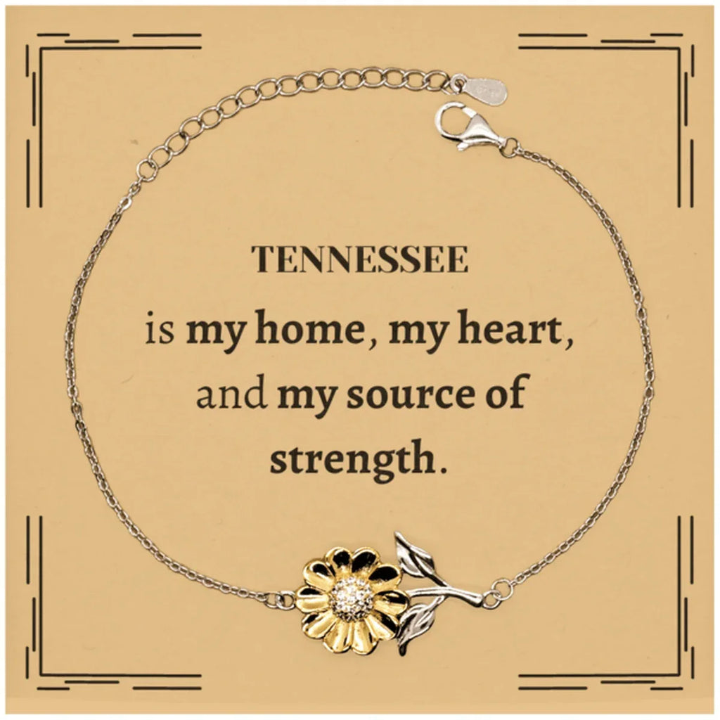 Tennessee is my home Gifts, Lovely Tennessee Birthday Christmas Sunflower Bracelet For People from Tennessee, Men, Women, Friends