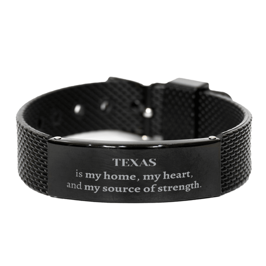 Texas is my home Gifts, Lovely Texas Birthday Christmas Black Shark Mesh Bracelet For People from Texas, Men, Women, Friends - Mallard Moon Gift Shop