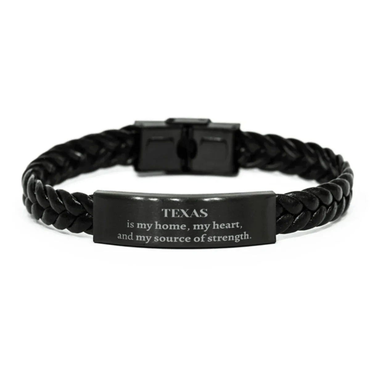 Texas is my home Gifts, Lovely Texas Birthday Christmas Braided Leather Bracelet For People from Texas, Men, Women, Friends
