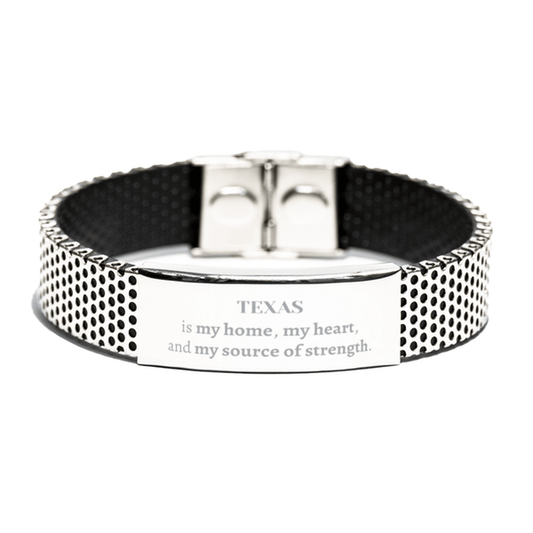 Texas is my home Gifts, Lovely Texas Birthday Christmas Stainless Steel Bracelet For People from Texas, Men, Women, Friends - Mallard Moon Gift Shop