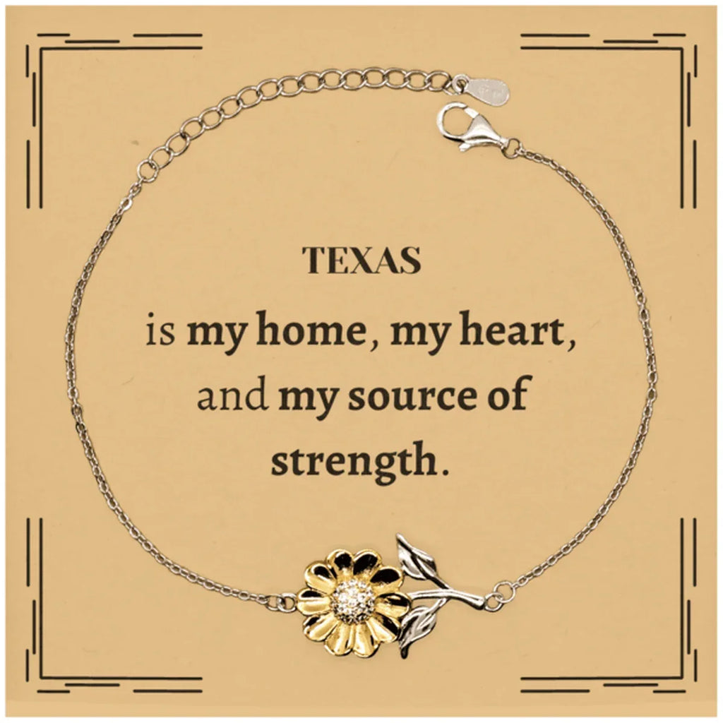 Texas is my home Gifts, Lovely Texas Birthday Christmas Sunflower Bracelet For People from Texas, Men, Women, Friends