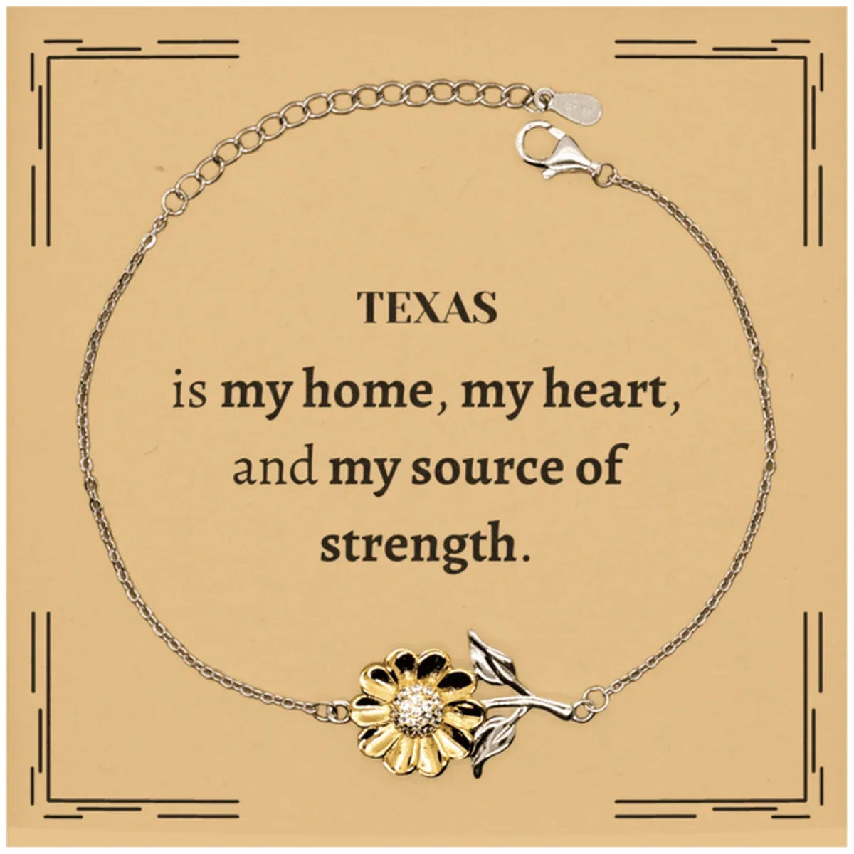 Texas is my home Gifts, Lovely Texas Birthday Christmas Sunflower Bracelet For People from Texas, Men, Women, Friends