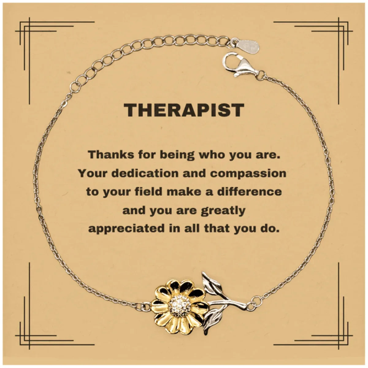 TherapistSunflower Bracelet - Thanks for being who you are - Birthday Christmas Jewelry Gifts Coworkers Colleague Boss