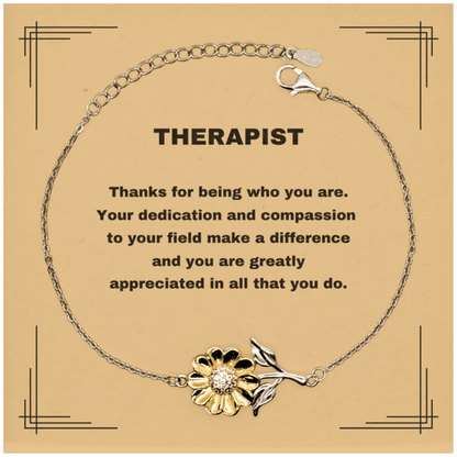 TherapistSunflower Bracelet - Thanks for being who you are - Birthday Christmas Jewelry Gifts Coworkers Colleague Boss - Mallard Moon Gift Shop