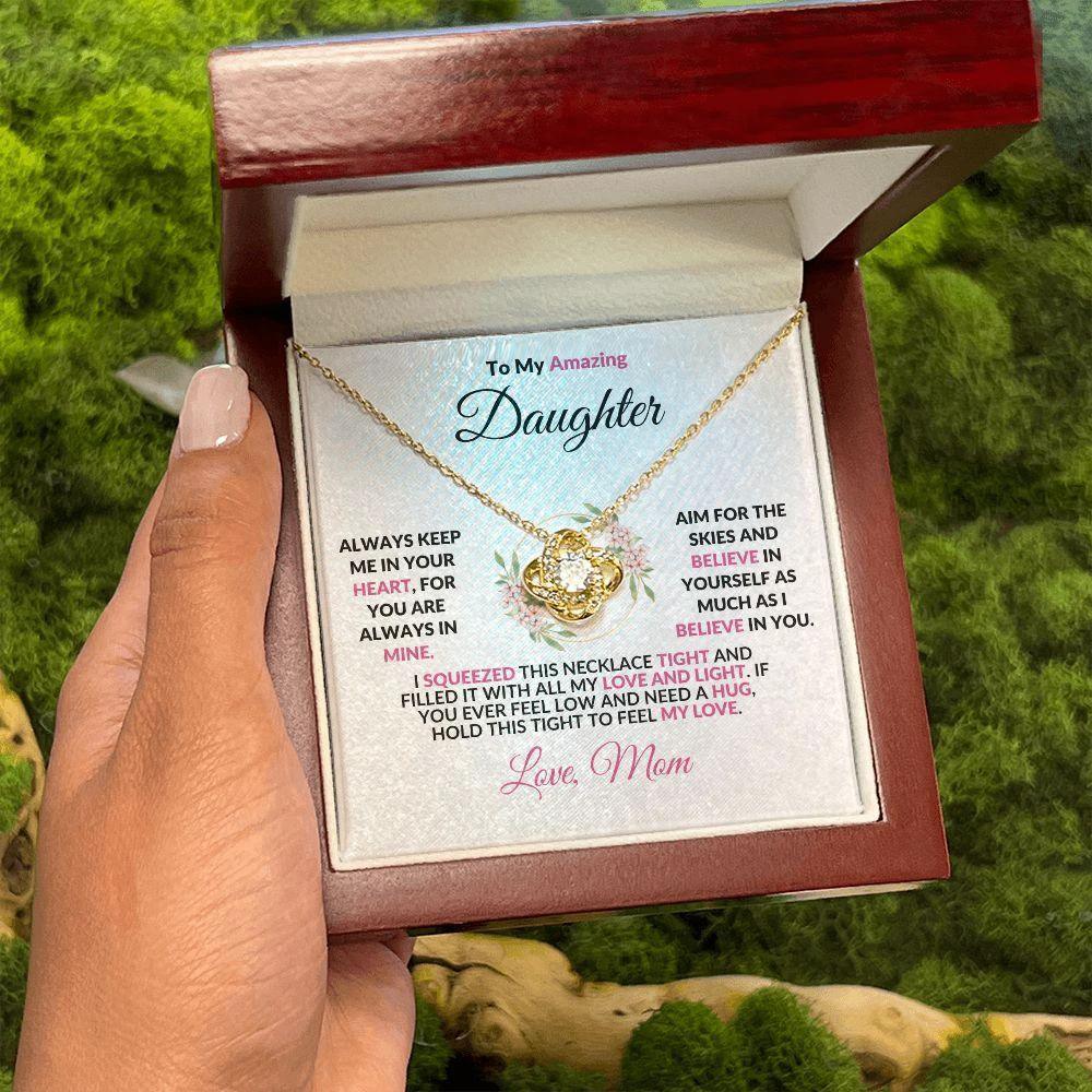 To My Amazing Daughter - Aim for the Skies - Love Knot Necklace with Heartfelt Message